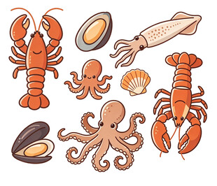 卡通海鲜食材合集