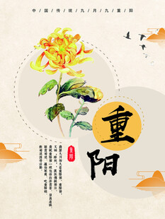 重阳国风菊花主题海报