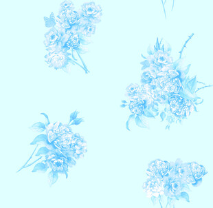 淡蓝水墨国风花卉底纹