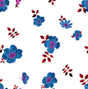 蓝花小碎花无缝印花图案