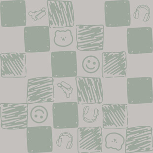 淡绿卡通棋盘格装饰底纹