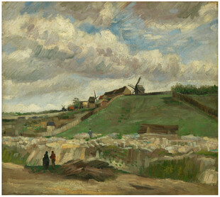 郊野风车风景油画