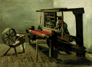 传统织布劳作场景
