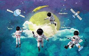 太空宇航员漫游插画