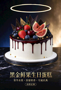 黑金鲜果生日蛋糕