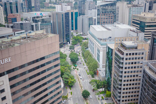 城市商务区高空俯瞰街景