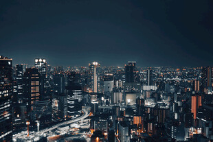 城市夜景高空俯瞰