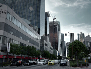 城市商务街区街景