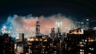 城市暮色夜景