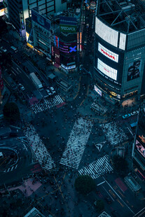 都市夜景十字路口俯拍