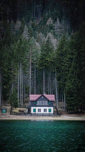 森林湖畔小屋