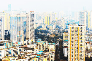 城市高层建筑群全景
