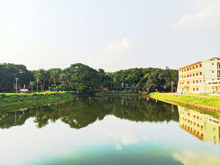 湖畔校园湖景风光