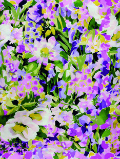 水彩风紫花花卉装饰图案