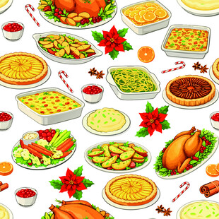 圣诞节日美食插画