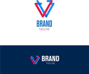V字母创意品牌logo设计