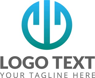 蓝绿渐变圆形logo设计