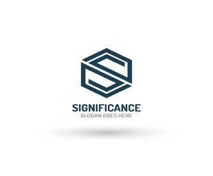 立体S字母六边形logo设计