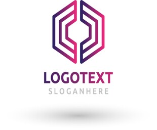 几何渐变六边形logo设计