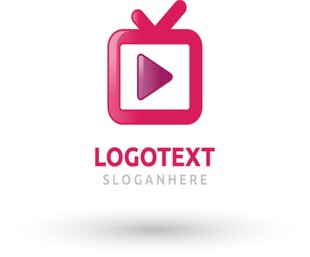 粉色电视播放logo设计