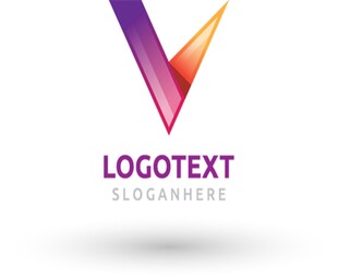 渐变V字创意logo