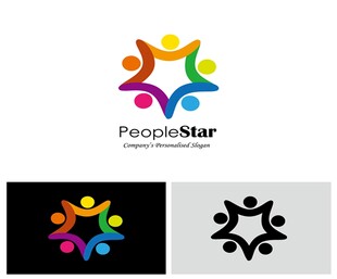 多彩人形星形logo设计