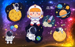 卡通萌趣太空宇航员素材