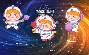 卡通宇航员漫游星空