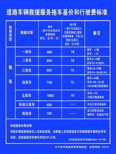 道路车辆救援服务拖车基价和行驶