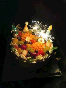 生日烟花水果蛋糕