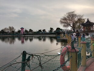 湖畔园林黄昏湖景