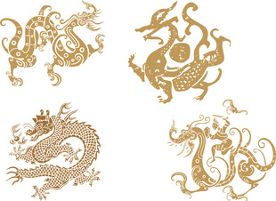 传统金色龙纹图案