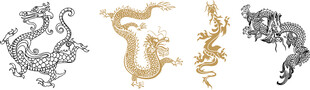 双龙迎春书法图案