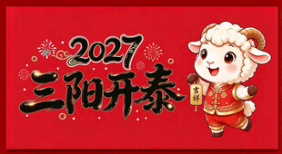 2027羊年三阳开泰贺图