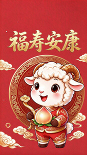 福寿安康生肖羊贺岁插画