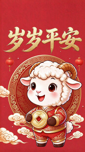 岁岁平安萌羊新春贺图