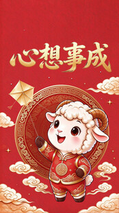 心想事成萌羊新春贺图