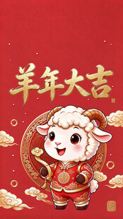 羊年大吉新春贺岁插画