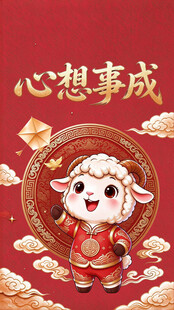 心想事成萌羊新春贺图