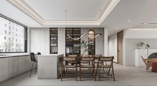 现代简约餐厅室内效果图