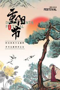 国潮风重阳节主题海报