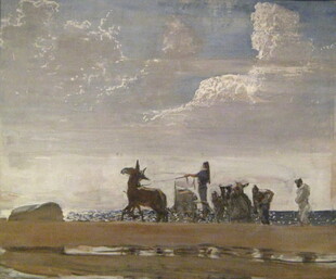 乡野马车风景油画
