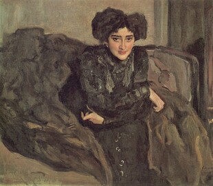 沙发上的复古女子油画