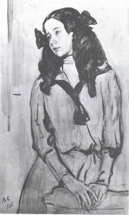 素描坐姿少女肖像