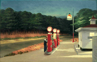 郊野复古加油站油画