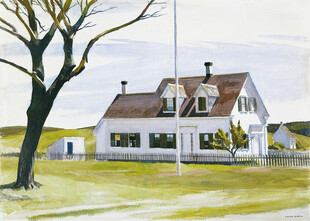 郊野白屋风景油画