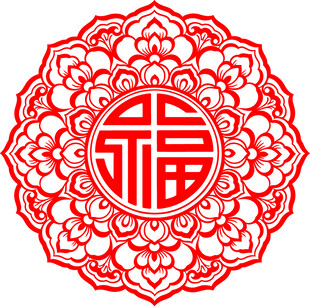 中式福字剪纸图案