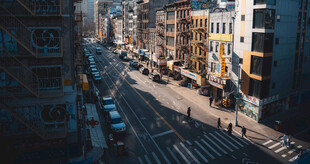 城市黄昏街景俯瞰