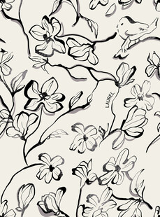 手绘线描花卉底纹