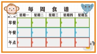 可爱卡通每周食谱表